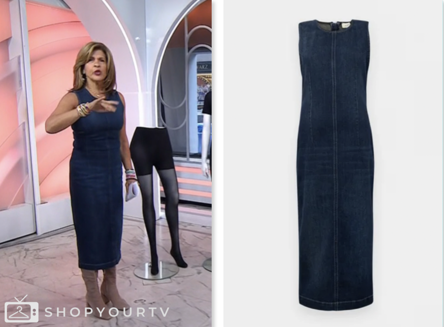 hoda kotb denim dress Cinq a Sept Zelda High-Low Denim Dress worn by Hoda Kotb as seen in Today on July 11, 2024