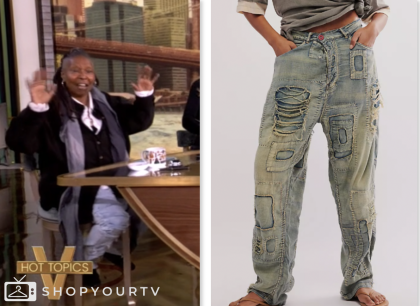 the view, whoopi goldberg, denim distressed jeans