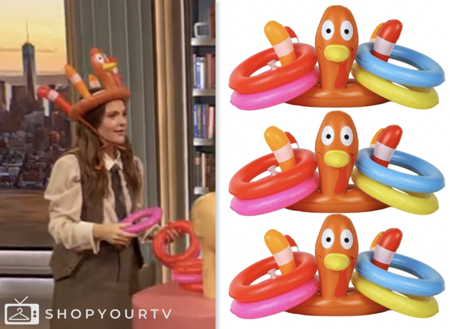 Inflatable Turkey Rings Drew Barrymore Show: November 2024 Inflatable Turkey Hat Ring Toss Game ...
