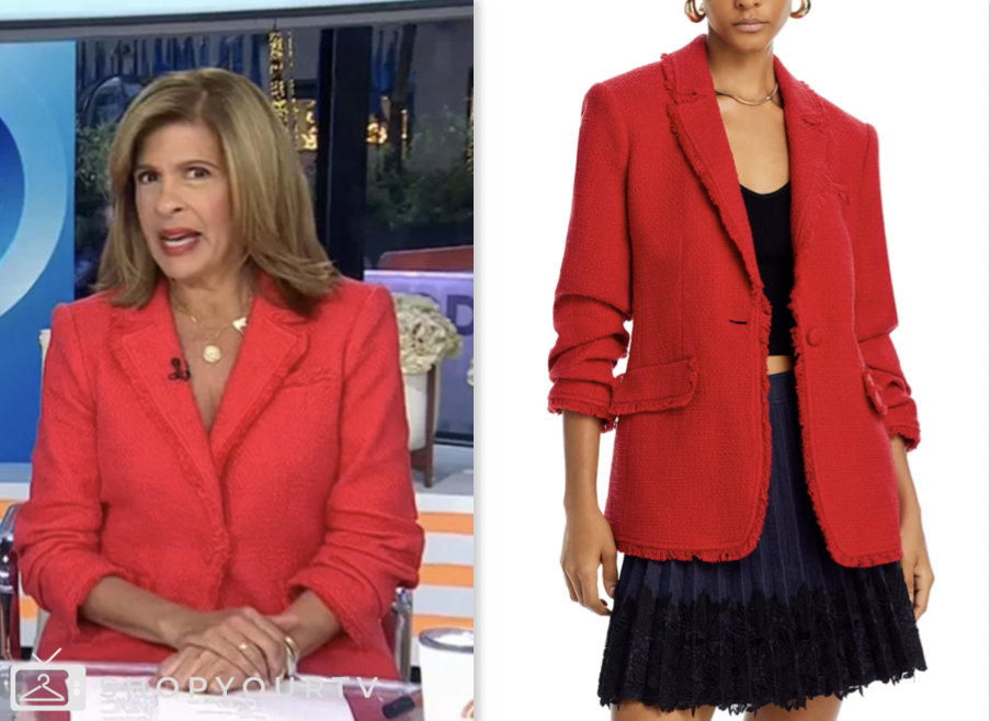 The Today Show: November 2024 Hoda Kotb’s Red Tweed Ruched Sleeve ...