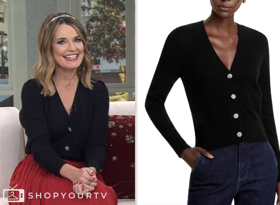 savannah guthrie, the today show, black embellished button cardigan sweater