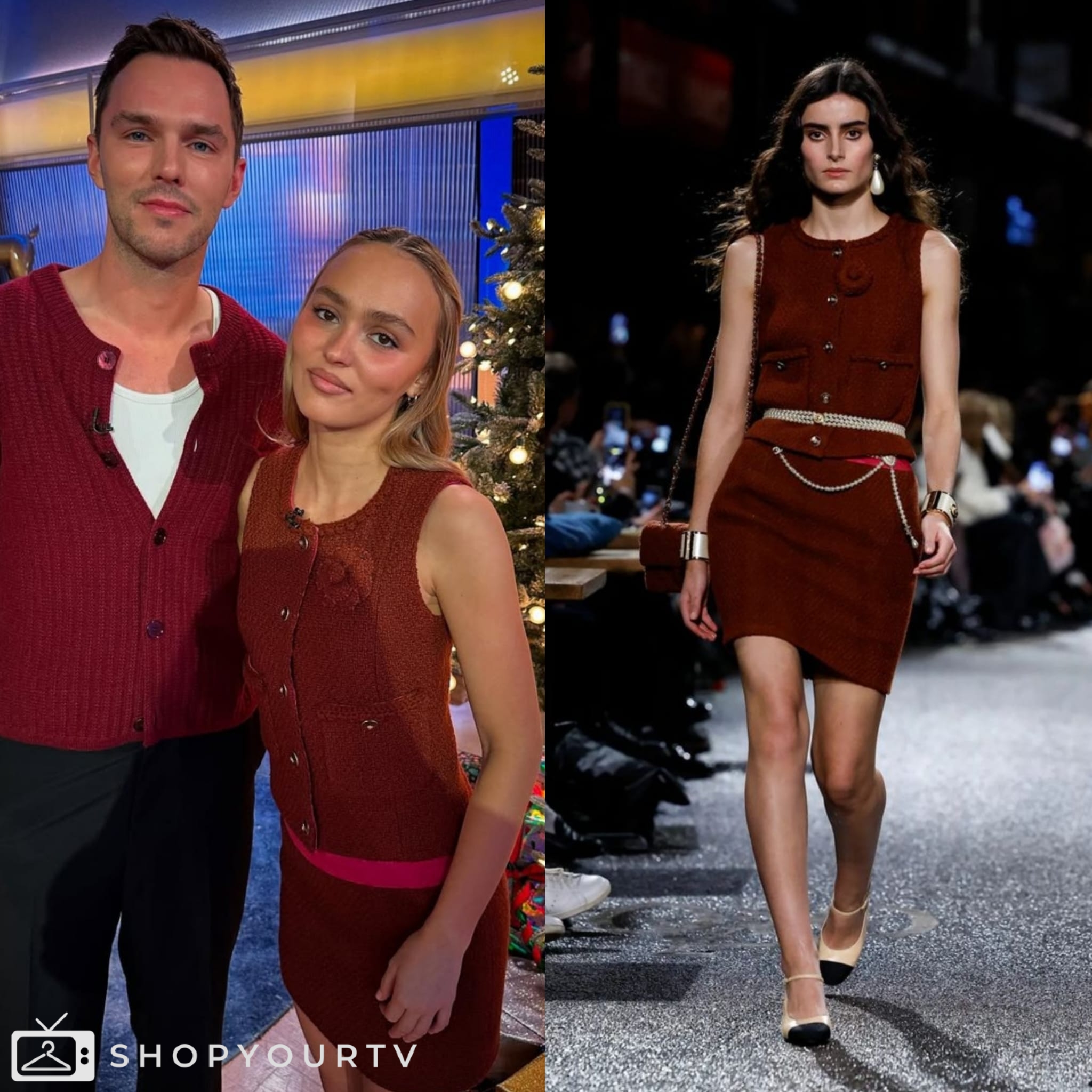 Good Morning America: December 2024 Lily-Rose Depp's Brown Sleeveless Jacket | Shop Your TV Good Morning America: December 2024 Lily-Rose Depp's Brown Sleeveless Jacket | Shop Your TV
