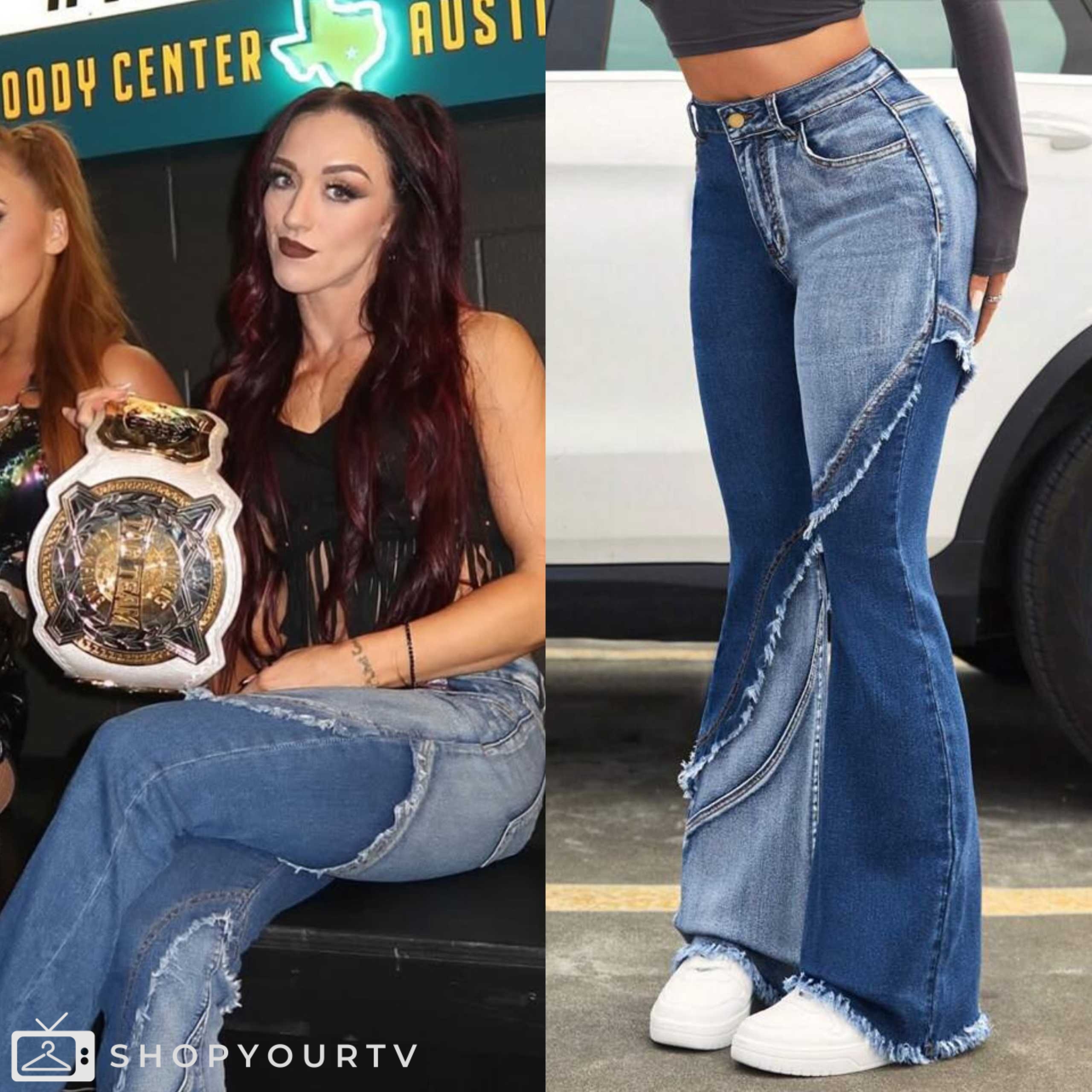 Wwe Rip Pants WWE Raw August 2024: Alba's Two Tone Flare Jeans | Shop Your TV
