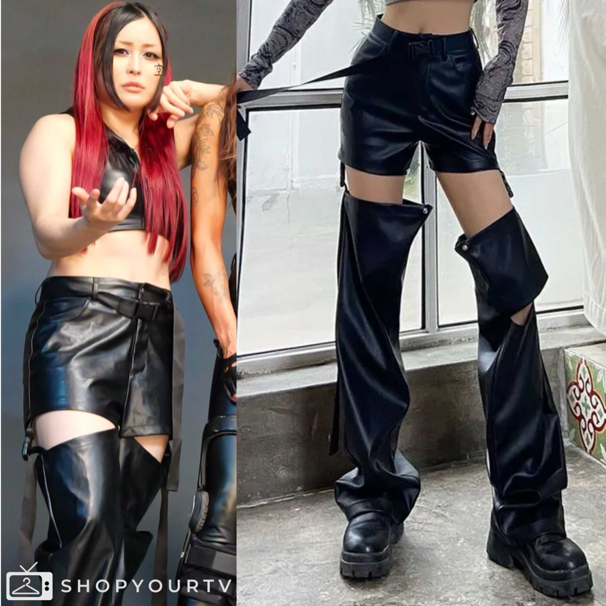 Wwe Rip Pants WWE Raw July 2024: Iyo's Black Leather Cut Out Pants | Shop Your TV