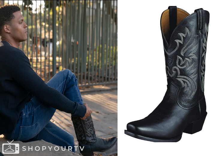 The Rookie: Season 7 Episode 2 Miles' Black Leather Cowboy Boots | Shop ...
