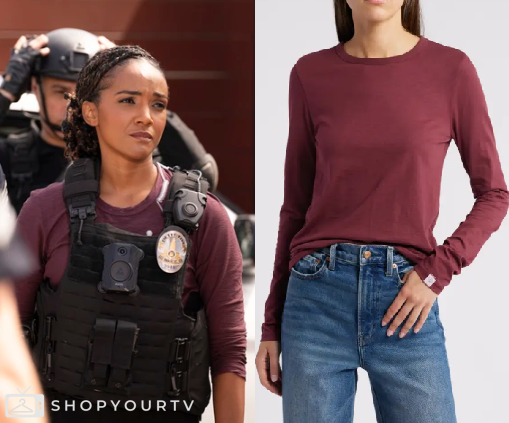 Harper From Rookie The Rookie: Season 7 Episode 1 Harper's Burgundy Long Sleeve Top | Shop ...