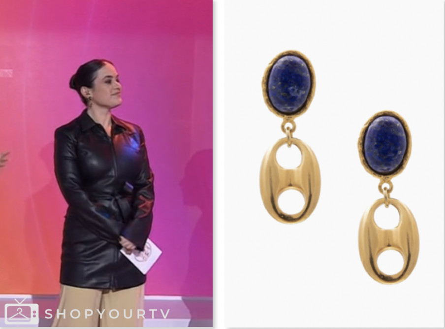 donna farizan, the today show, gold and navy drop earrings