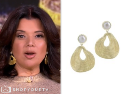 the view, gold pearl drop earrings, ana navarro