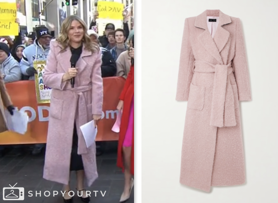 jenna bush hager, the today show, pink fuzzy wrap coat