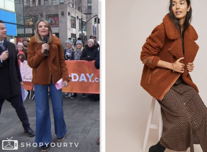 the today show, savannah guthrie, brown sherpa jacket
