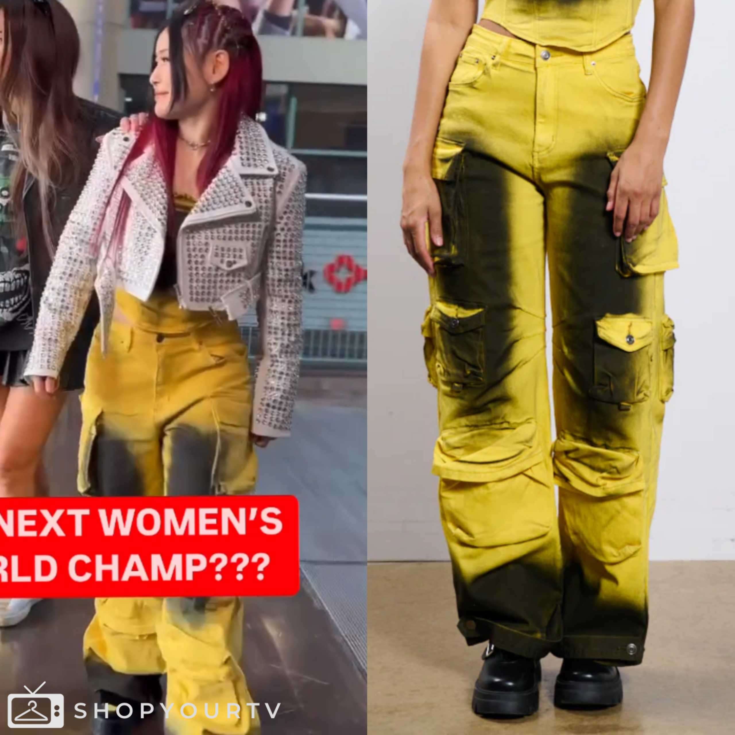 Wwe Rip Pants WWE Raw March 2025: Iyo's Yellow Tie Dye Cargo Pants | Shop Your TV