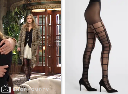 the young and the restless, black check tights, claire grace, hayley erin