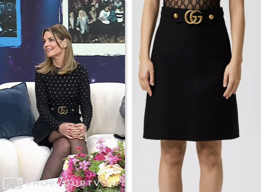 the today show, black logo waist skirt, savannah guthrie