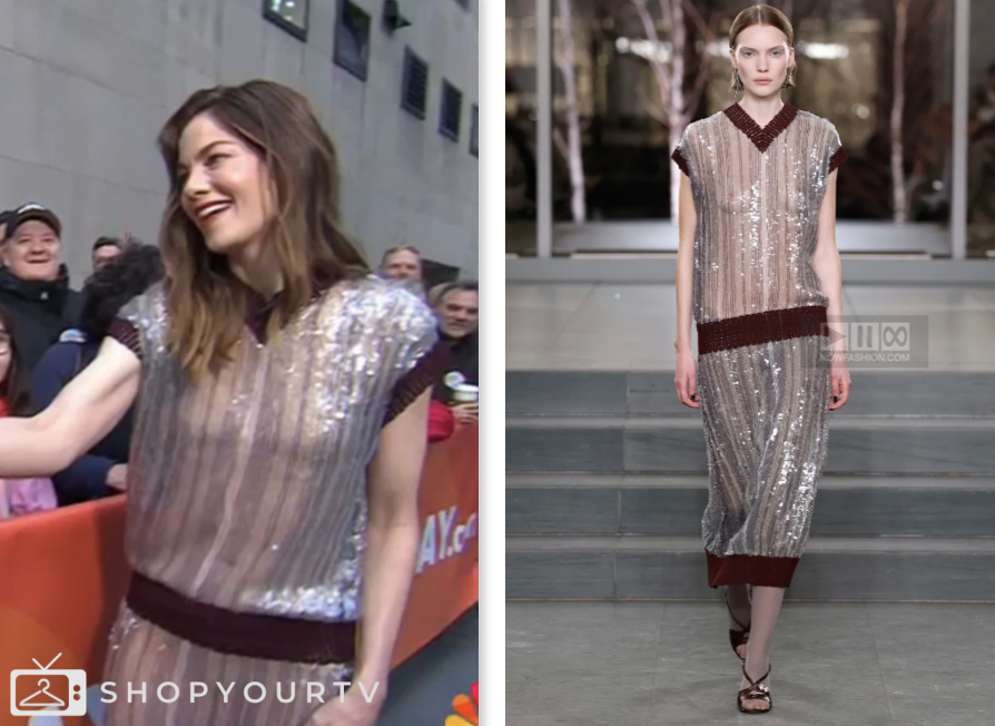 Screen Monaghan The Today Show: March 2025 Michelle Monaghan's Metallic V-Neck Sweater ...