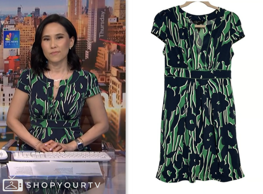 vicky nguyen, nbc news daily, green and blue floral dress