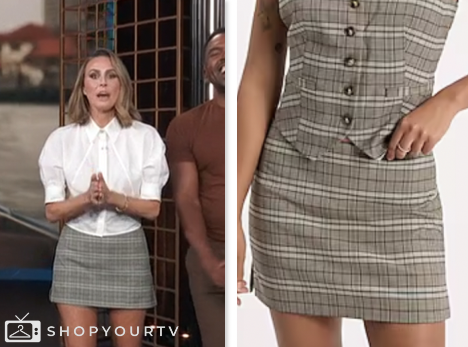 E! News, plaid mini skirt, keltie knight