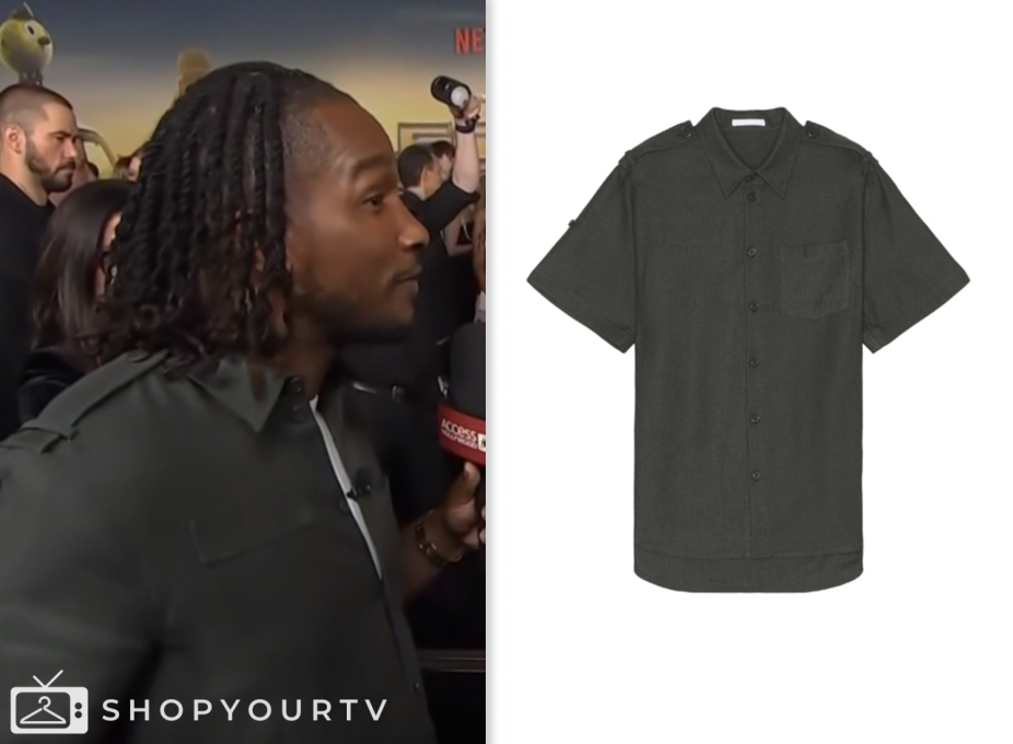 access hollywood, green shirt, scott evans