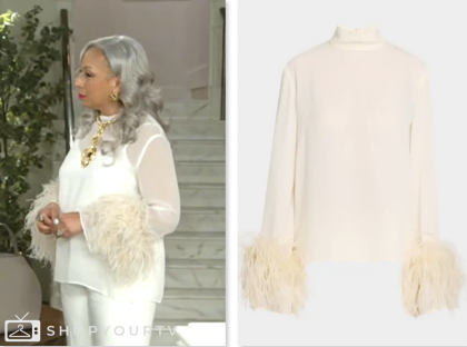 beyond the gates, anita dupree, ivory feather cuff top, Tamara Tunie