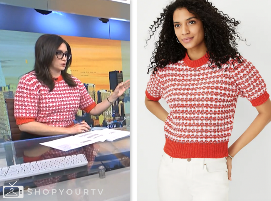 savannah sellers, nbc news daily, red printed sweater