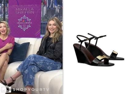 Mikaela Shiffrin, the today show, black wedge heels sandals