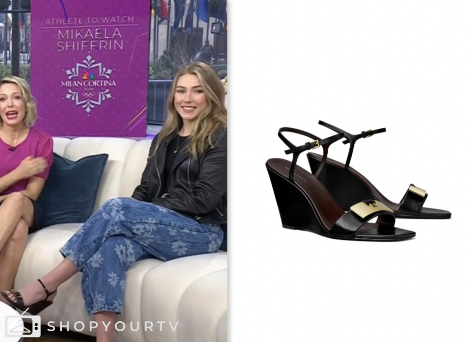 Mikaela Shiffrin, the today show, black wedge heels sandals