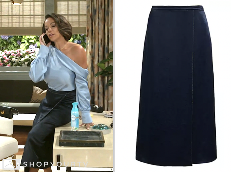 beyond the gates, navy embellished trim wrap midi skirt, Daphnée Duplaix, Nicole Dupree Richardson
