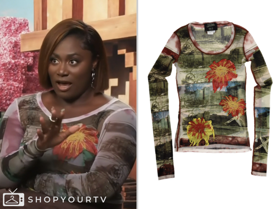 access hollywood, floral mesh long sleeve top, Danielle Brooks