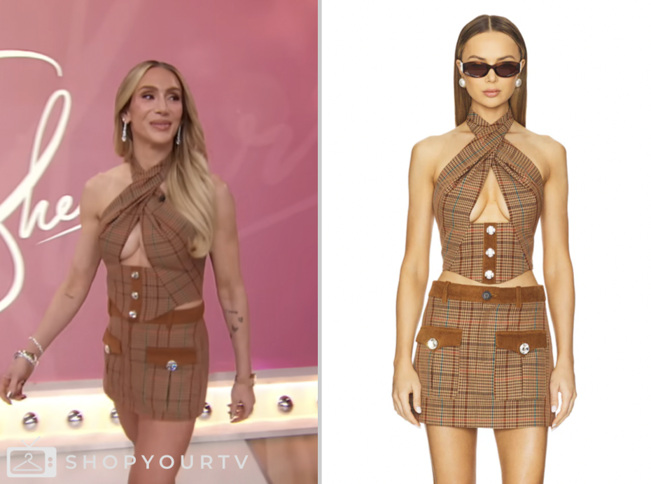 sherri, brown plaid halter top and mini skirt, Charlotte Flair
