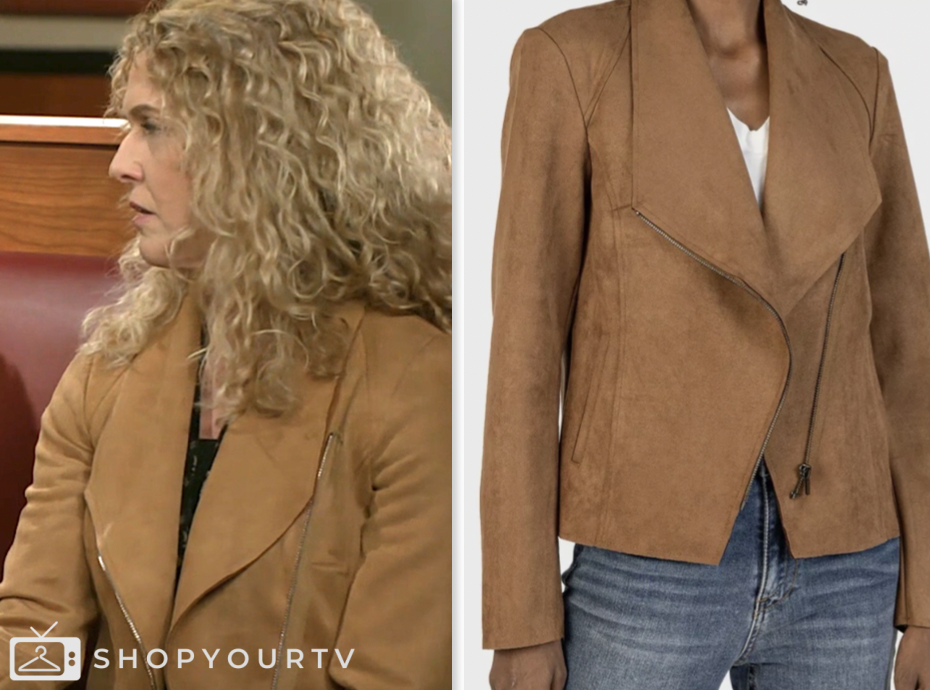 beyond the gates, jan morgan, brown suede jacket, Jerri Tubbs