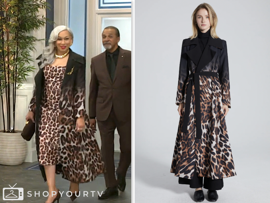 beyond the gates, anita dupree, leopard ombre coat, Tamara Tunie