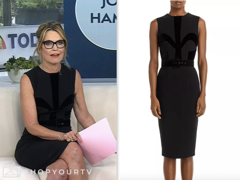 the today show, black velvet panel sheath dress, savannah guthrie