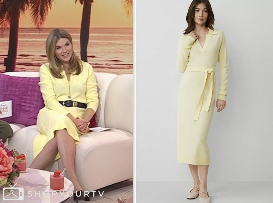 the today show, yellow polo midi sweater dress, jenna and friends, jenna bush hager