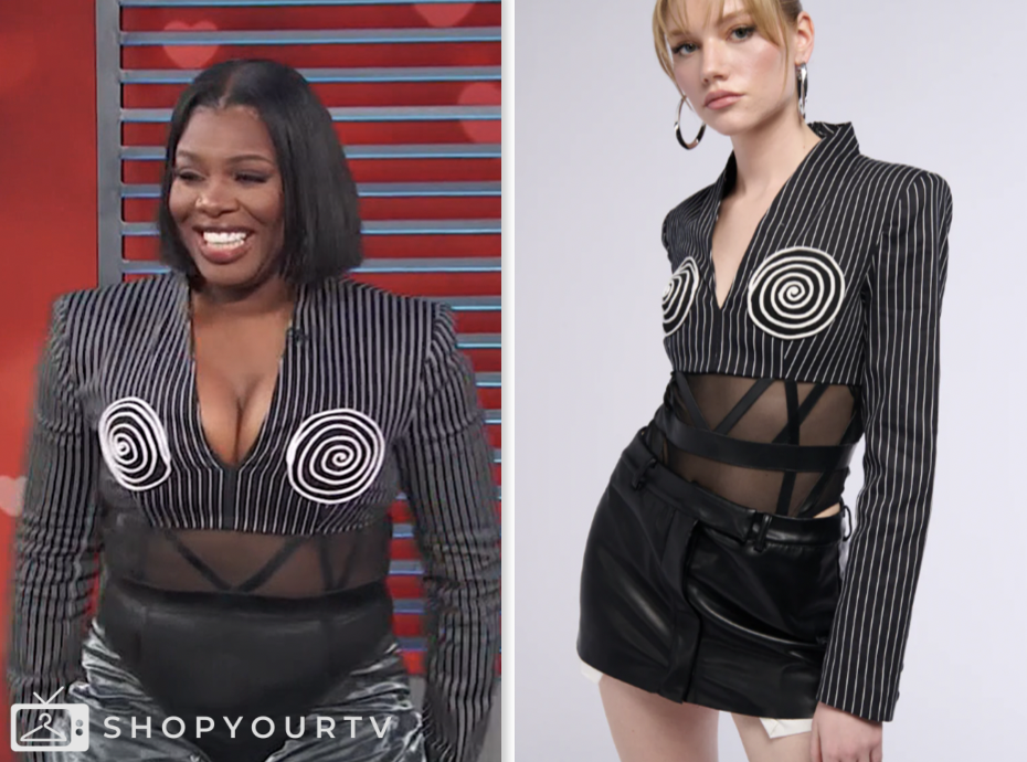 Ta'Rhonda Jones, access daily, striped blazer bodysuit