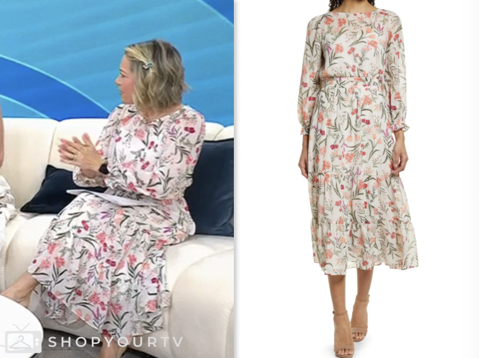 the today show, white floral midi dress, dylan dreyer
