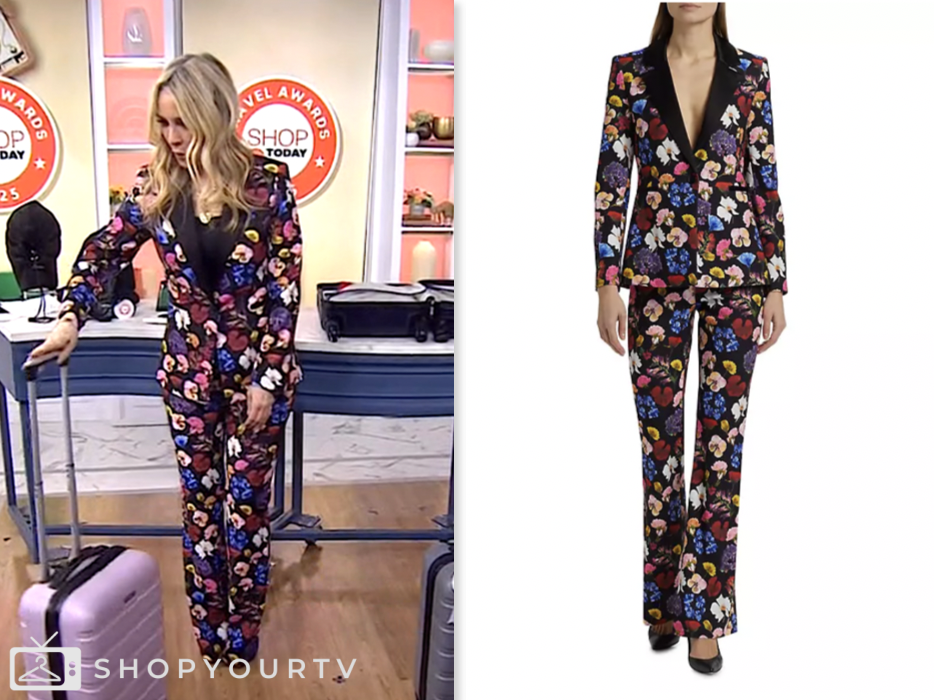 the today show, jenna and friends, chassie post, black floral blazer and pant suit