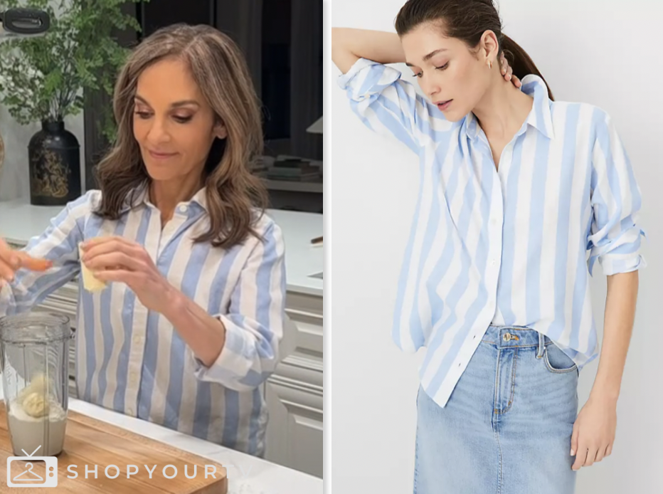 the today show, blue and white striped shirt, joy bauer