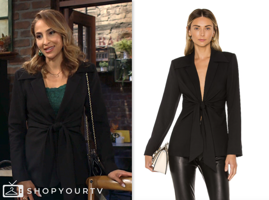 the young and the restless, black tie front blazer, lily winters, christel khalil