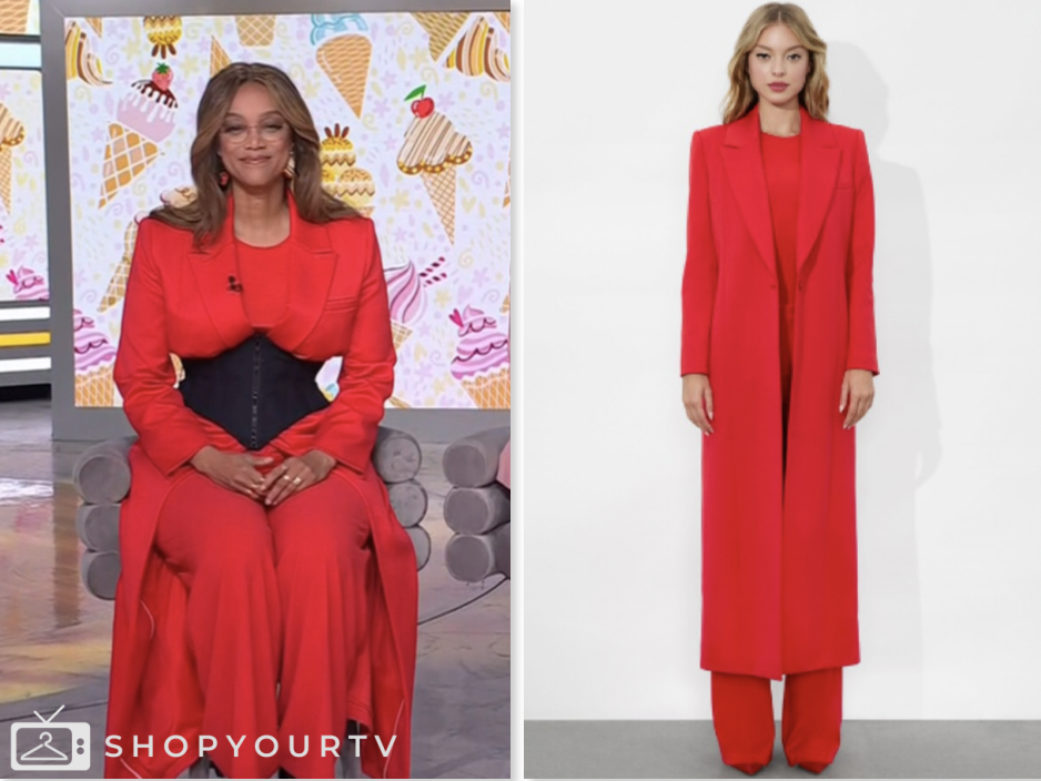 the today show, jenna and friends, Tyra Banks, red coat, top and pants