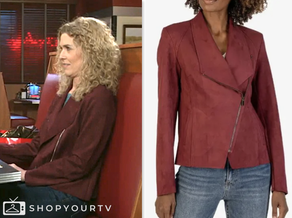 jan morgan, beyond the gates, red suede zip jacket, Jerri Tubbs