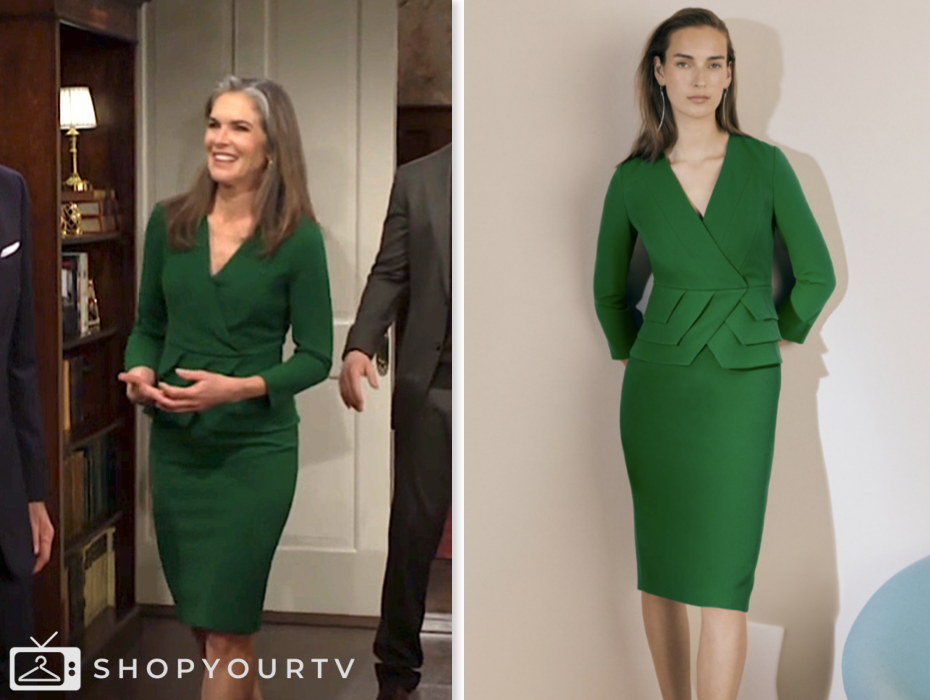 diane jenkins, susan walters, the young and the restless, green peplum sheath dress