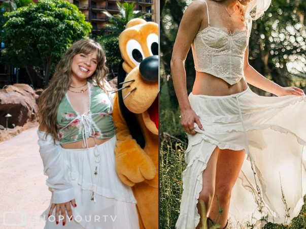 American Idol: Season 23 Episode 10 Drew Ryn's White Riffle Midi Skirt ...
