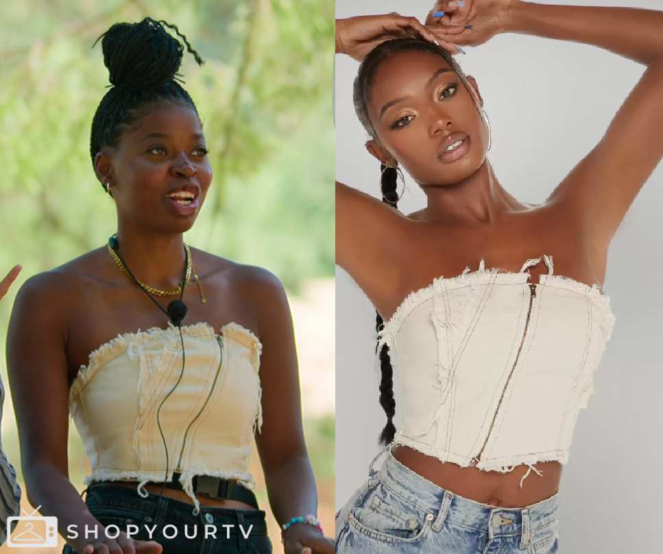 Battle Camp Season 1 Episode 9 QT's Denim Corset Top