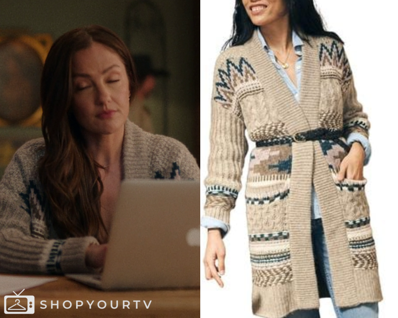 Ransom Canyon Season 1 Episode 4 Quinn's Printed Knit Cardigan
