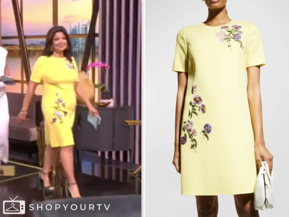 the view, yellow floral embroidered dress, ana navarro