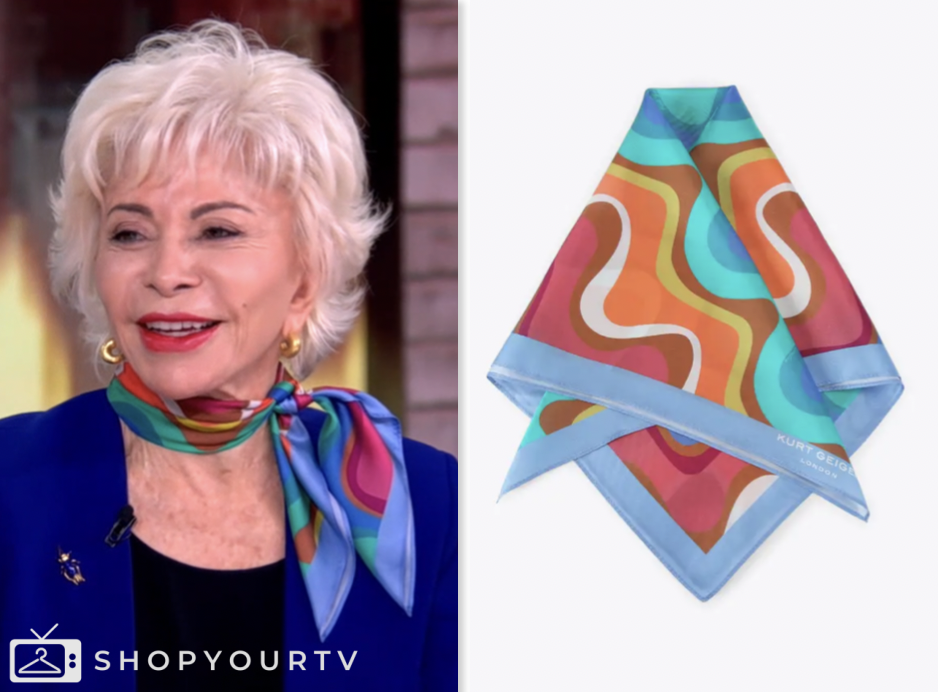 the view, multicolor printed scarf, Isabel Allende