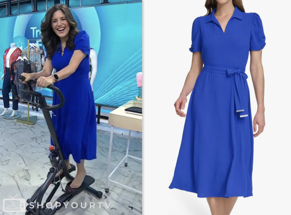the today show, blue tie waist midi dress, adrianna brach