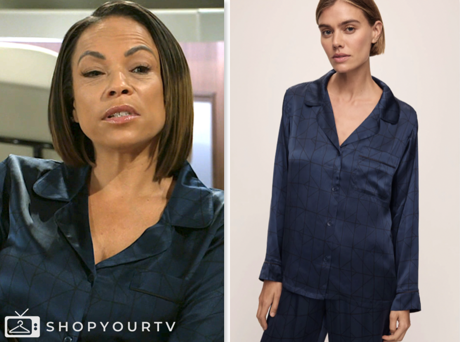 beyond the gates, navy silk printed pajama set, Daphnée Duplaix, Nicole Dupree Richardson