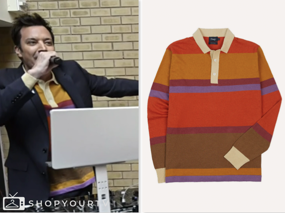 The Today Show: May 2025 Jimmy Fallon's Striped Long Sleeve Rugby Shirt ...
