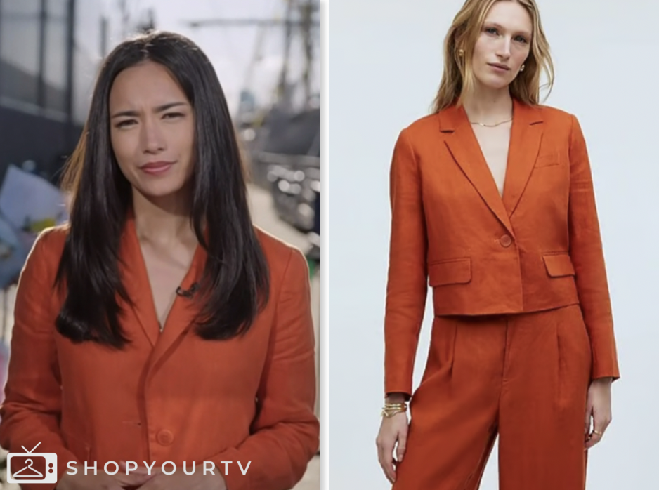 the today show, coral orange linen blazer, emilie ikeda