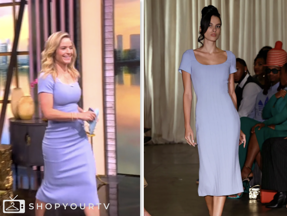 sara haines, the view, lilac purple sheath dress